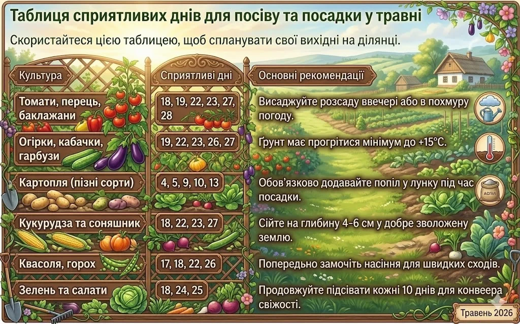Посівний календар на травень
